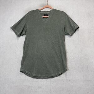 Goodlife Shirt Mens Large Green V Neck 100% Cotton Slub Tee Casual Made USA